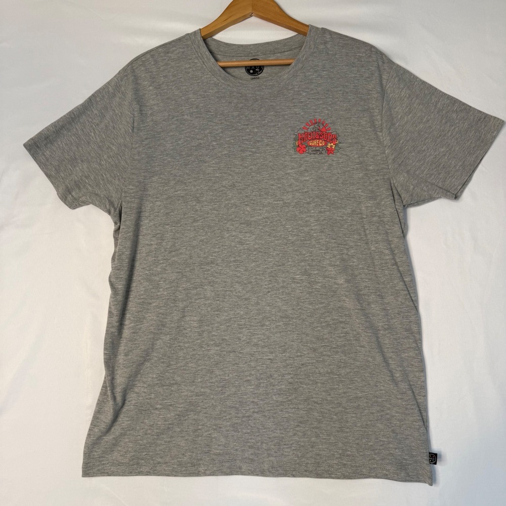 Maui & Sons Men's Large Gray Surf Co Graphic Tee Hawaiian Beach Skate Shirt